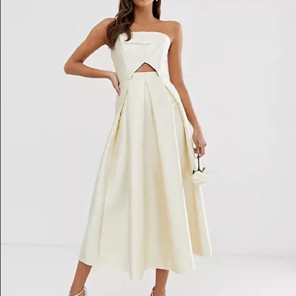 asos us formal dresses High Stretch A-Line Floor Length Wedding Guest Dress with Short Sleeves main image 1